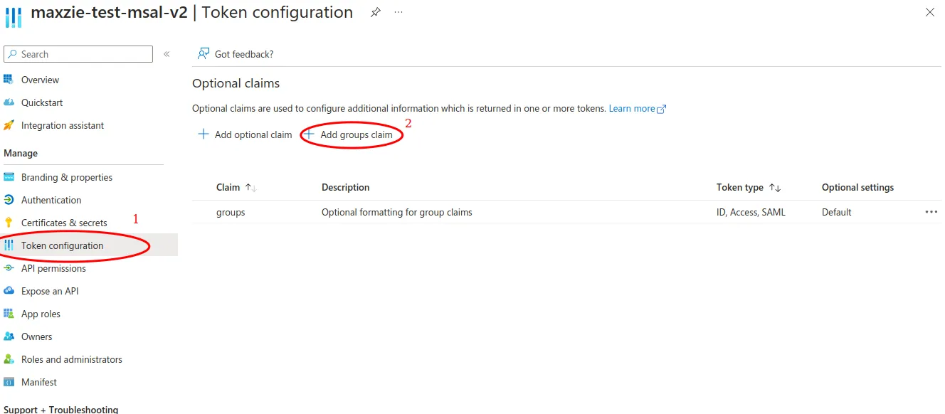 Entra ID App Group Claim