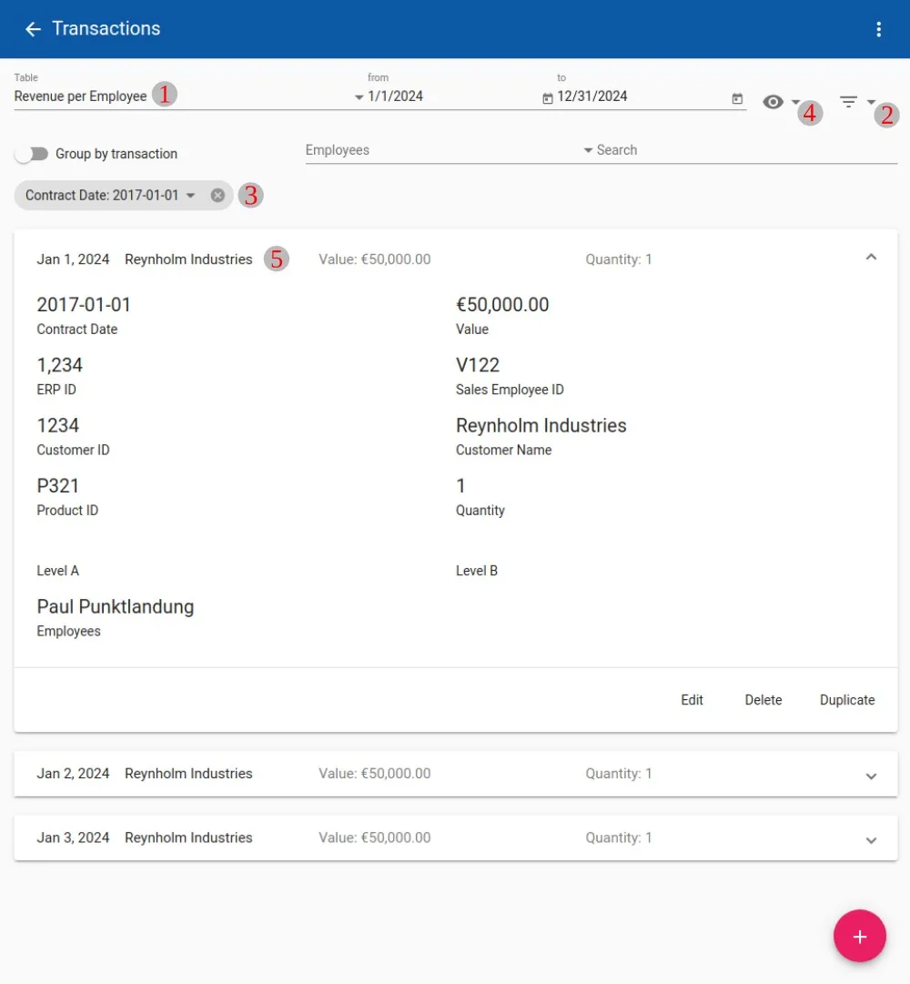Screenshot Transactions Card View