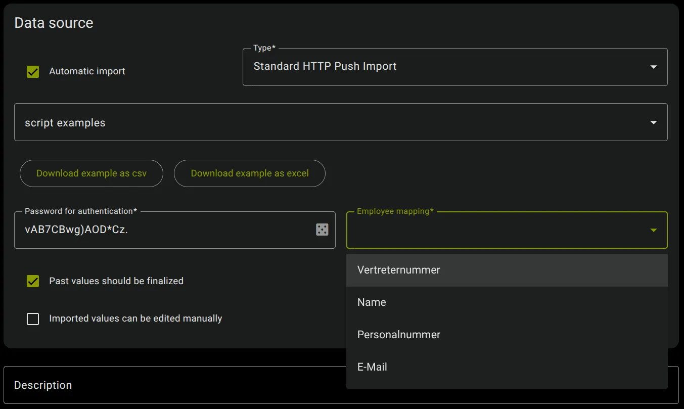 Screenshot Performance Indicator import Employee Mapping
