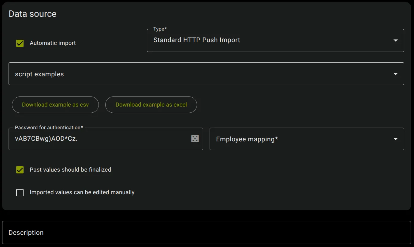 Screenshot Performance Indicator import Password for Authentication