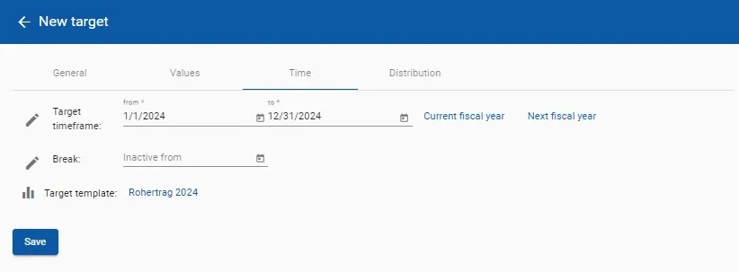 Screenshot Ziel Zeit