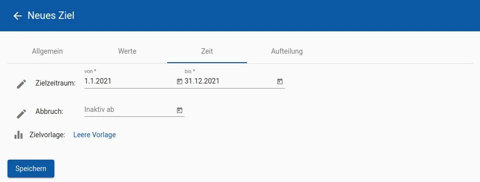 Screenshot Ziel Zeit